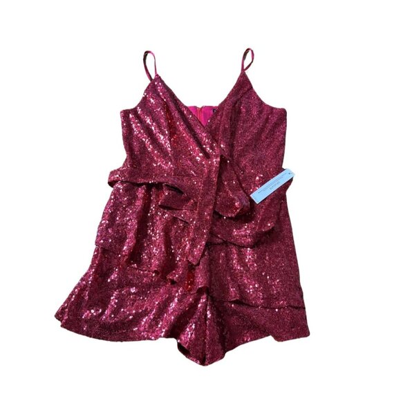 Venus Womens Sequin Romper V-Neck Spaghetti Strap Size L Sparkly Glam Party NEW - Picture 2 of 14